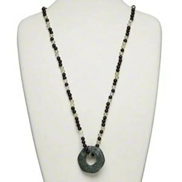 Natural Green Serpentine Open Hexagon Pendant Necklace - Picture 1 of 1